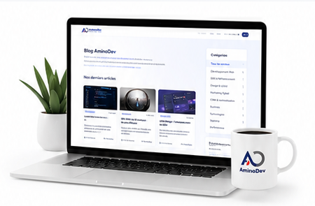 Blog AminoDev sur laptop