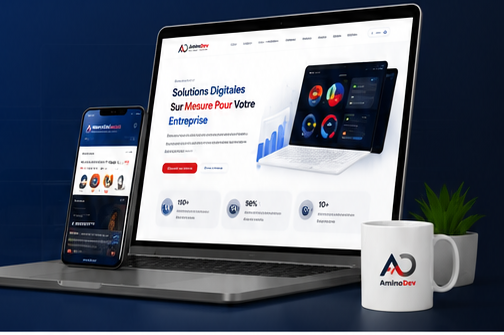 Solutions digitales AminoDev sur laptop et mobile